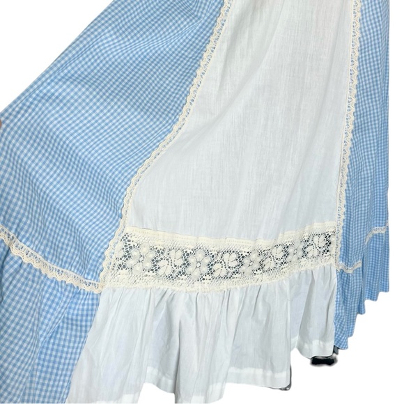 Vintage Prairie Maxi Dress Blue White Gingham Size Small - Picture 8 of 16